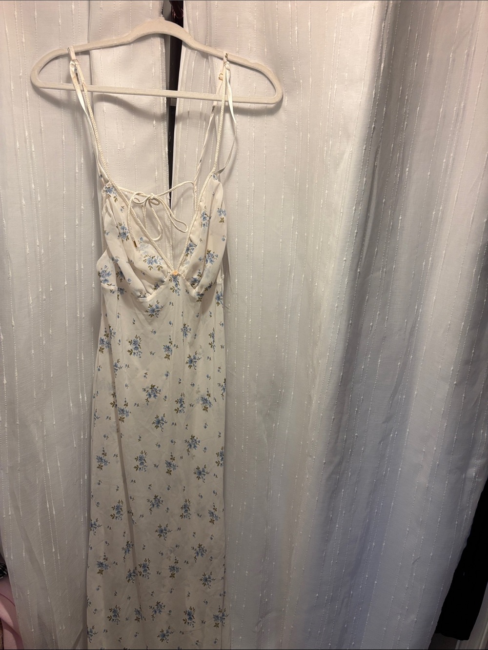 Victoria's Secret Cream nightgown with Blue Floral Print